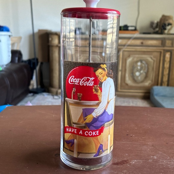 Vintage Coca-cola Glass Straw Holder Dispenser “Have A Coke” 1980’s A017 EUC - Picture 1 of 7